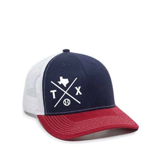 Texas TX Baseball Squared (Texas Rangers Colors) Premium Unisex Snapback Hat - Picture 2 of 6